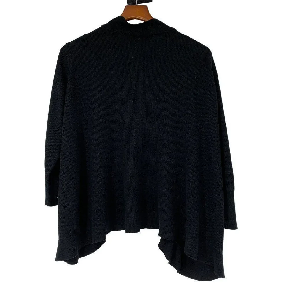 Ava & Viv Cardigan Ruffle Black 3X Women Sweater Open 3002 Viscose Knit 3/4 Sl